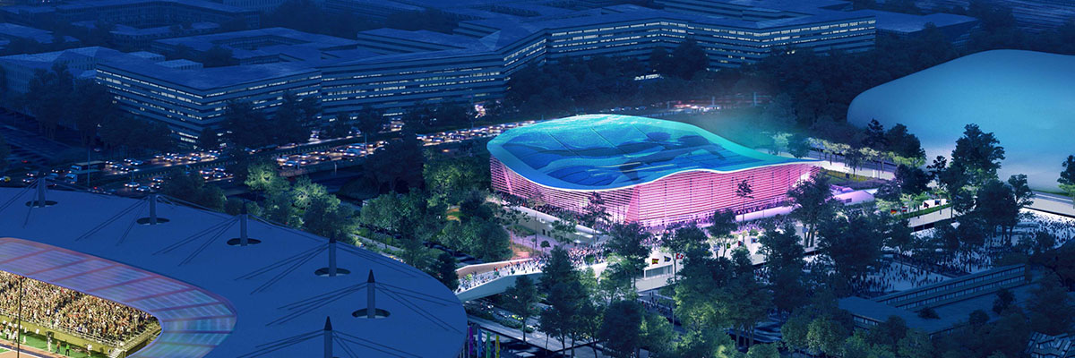 Suelos móviles en el Centro Acuático de Saint-Denis (Francia)